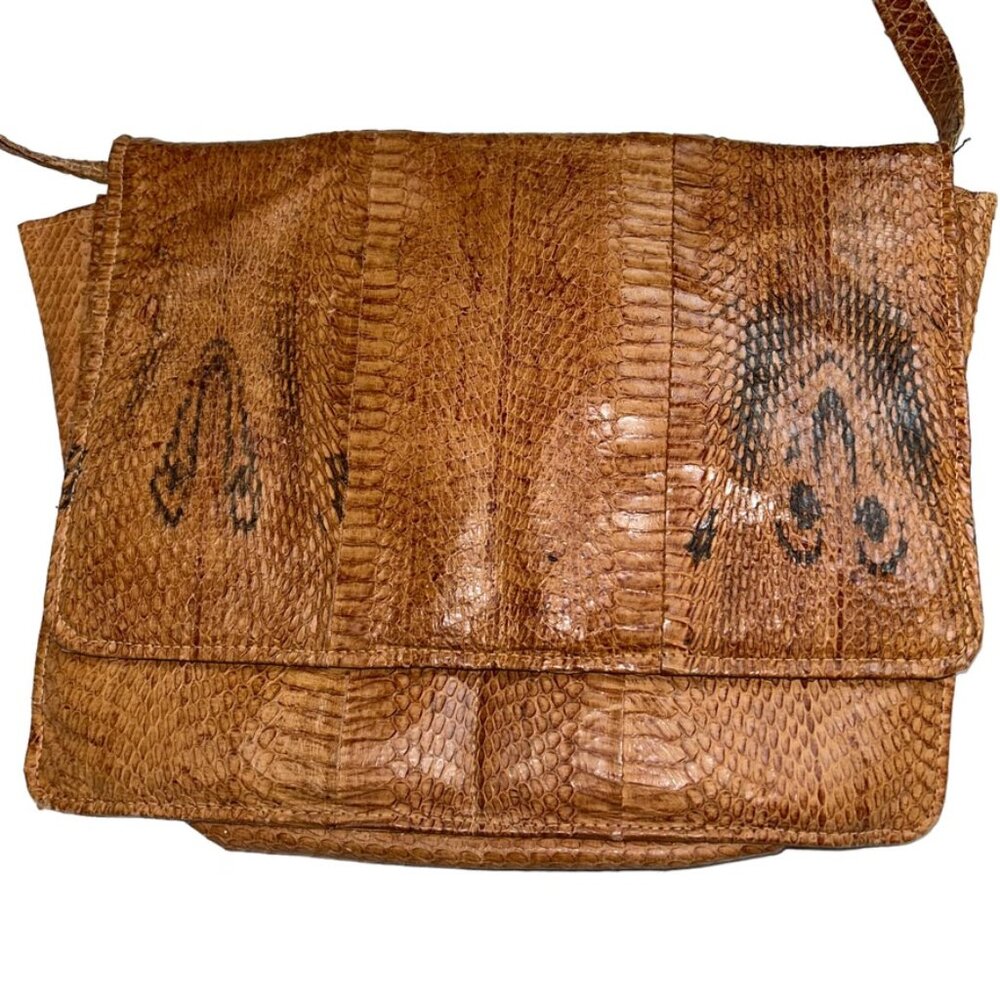 Vintage Brown Python Snakeskin Shoulder Bag Incre… - image 7